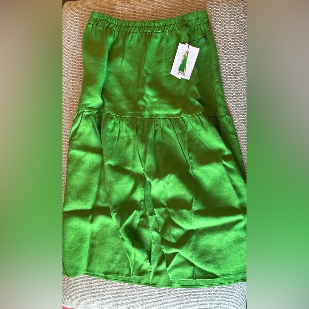 Bright Green Linen Skirt